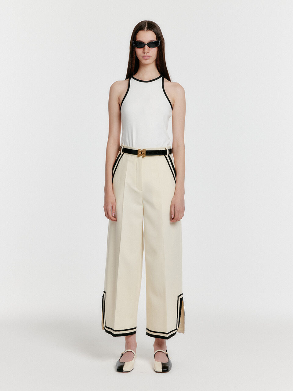 EENK YOUE Contrast Halter Top - White