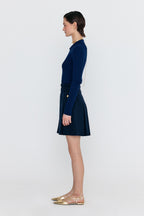 EENK EENK WENDEL Double-Belted Pleated Mini Skirt - Navy