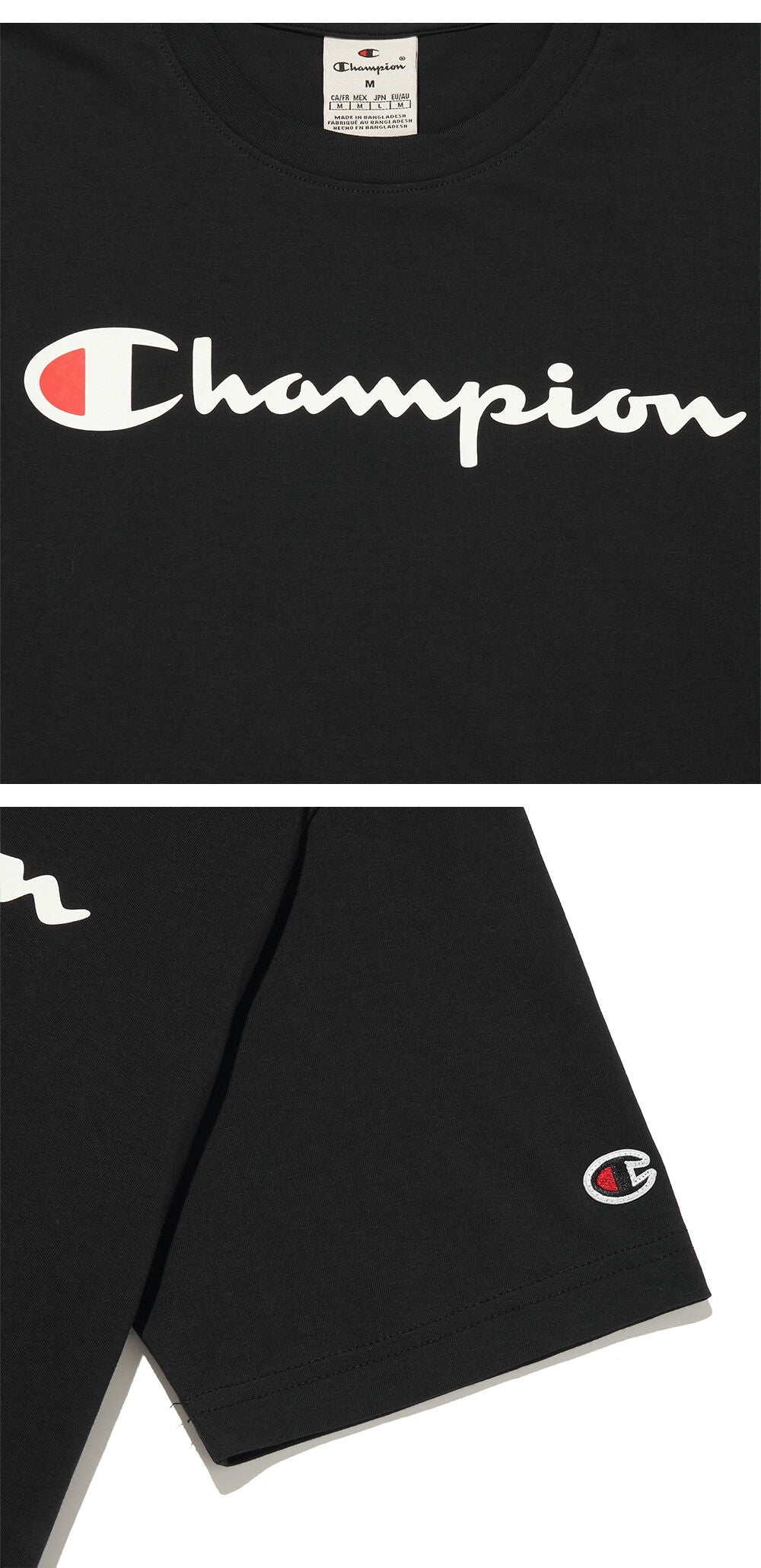 CHAMPION Big Script Logo Cotton Short Sleeve T-Shirt Black