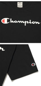 CHAMPION Big Script Logo Cotton Short Sleeve T-Shirt Black