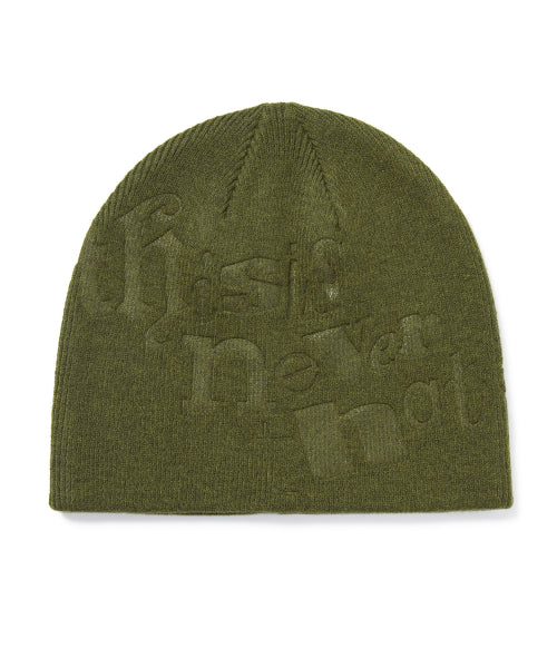 THISISNEVERTHAT THISISNEVERTHAT Debossed No Cuff Beanie Olive