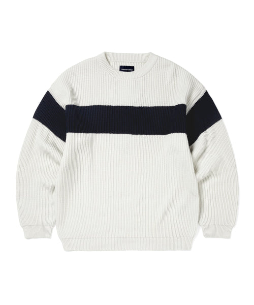 THISISNEVERTHAT THISISNEVERTHAT Washed Block Knit Sweater Ivory
