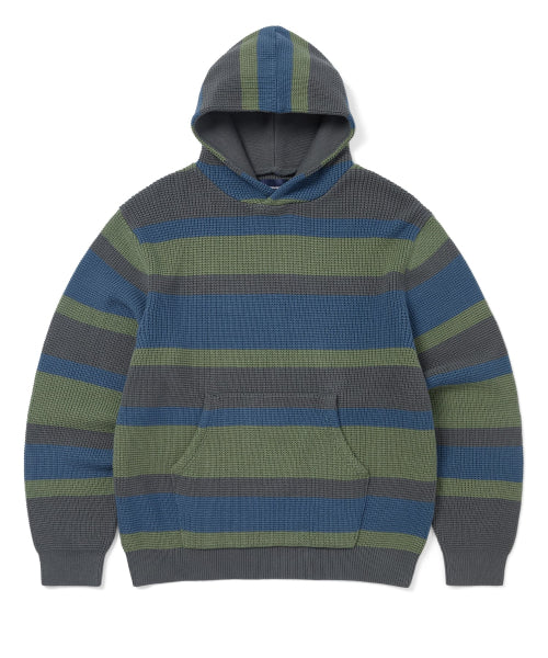 THISISNEVERTHAT THISISNEVERTHAT Striped Waffle Knit Hoodie Grey