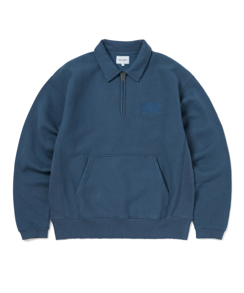 THISISNEVERTHAT THISISNEVERTHAT Damaged Half Zip Polo Sweatshirt Deep Water