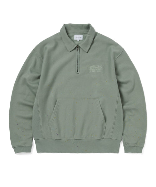 THISISNEVERTHAT THISISNEVERTHAT Damaged Half Zip Polo Sweatshirt Light Olive