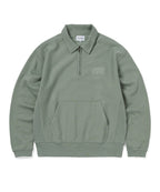 THISISNEVERTHAT THISISNEVERTHAT Damaged Half Zip Polo Sweatshirt Light Olive