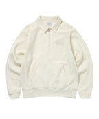 THISISNEVERTHAT THISISNEVERTHAT Damaged Half Zip Polo Sweatshirt Natural
