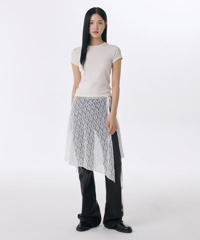 MUSINSA STANDARD WOMAN Women's Lace Layered Wrap Skirt [White]