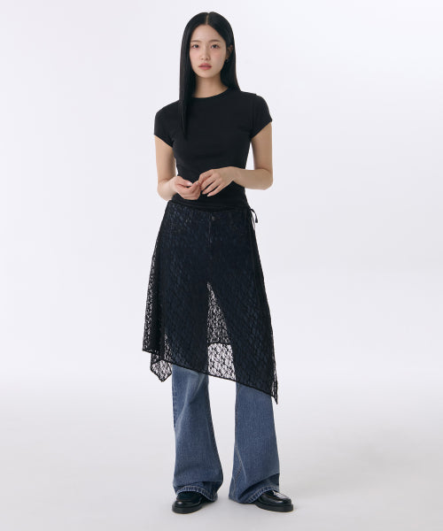 MUSINSA STANDARD WOMAN MUSINSA STANDARD WOMAN Women's Lace Layered Wrap Skirt [Black]