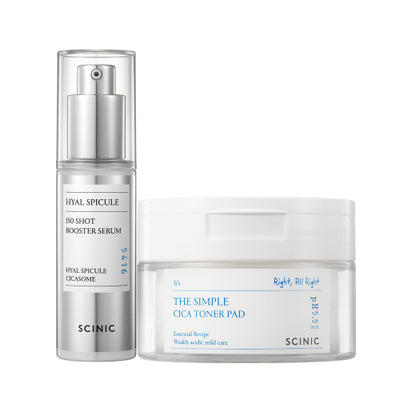 SCINIC Hyal Spicule Serum + Simple Cica Toner Pad