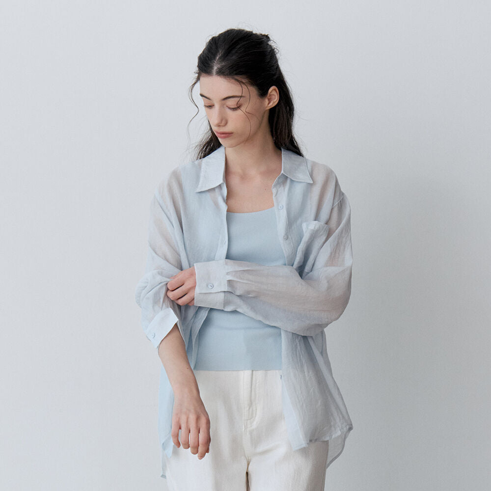 Le' Studio [Summer sheer shirt] SUMMER LOOSE FIT SHEER SHIRT (SBL)