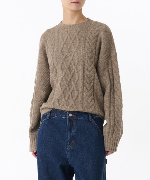 MUSINSA STANDARD WOMAN MUSINSA STANDARD WOMAN Women's Soft Aran Cable Knit Heather Beige