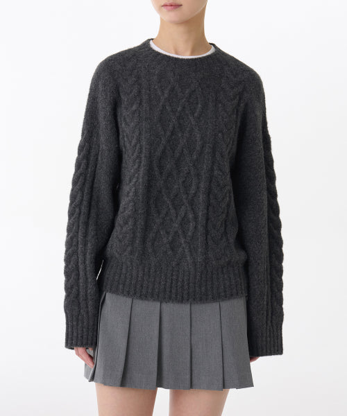 MUSINSA STANDARD WOMAN MUSINSA STANDARD WOMAN Women's Soft Aran Cable Knit [Medium Gray]