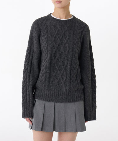 MUSINSA STANDARD WOMAN Women's Soft Aran Cable Knit [Medium Gray]