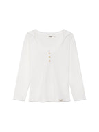 GLOWNY 3/4 G WAFFLE BUTTON FLY TEE (WHITE)