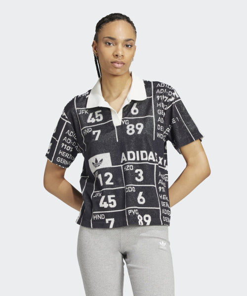ADIDAS ADIDAS Graphic Towel Polo Shirt - Black