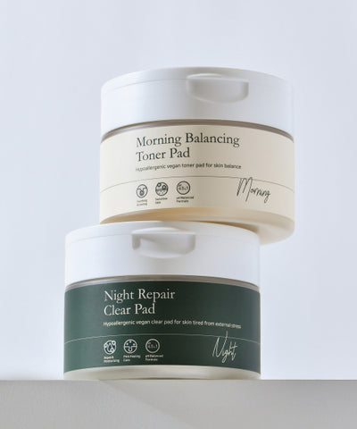 Noave Morning Balancing Toner Pads 100 sheets 200ml + Night Repair Clear Toner Pads 70 sheets 250ml