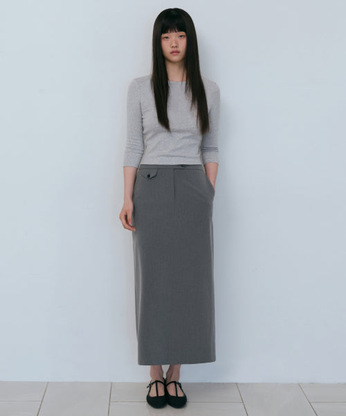 MUSINSA STANDARD WOMAN MUSINSA STANDARD WOMAN Women's Straight Maxi Skirt [Melange Gray]