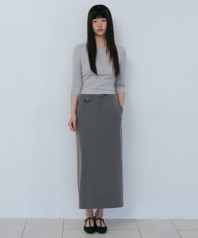 MUSINSA STANDARD WOMAN Women's Straight Maxi Skirt [Melange Gray]