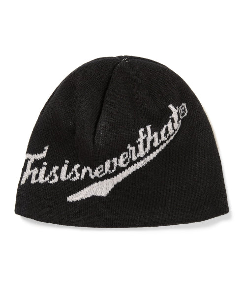 THISISNEVERTHAT THISISNEVERTHAT Script Logo No Cuff Beanie Black