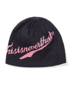 THISISNEVERTHAT THISISNEVERTHAT Script Logo No Cuff Beanie Navy