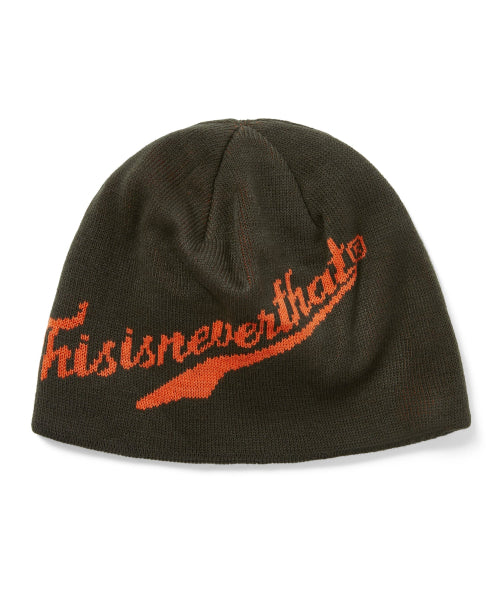 THISISNEVERTHAT THISISNEVERTHAT Script Logo No Cuff Beanie Olive