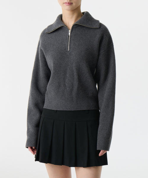 MUSINSA STANDARD WOMAN MUSINSA STANDARD WOMAN Women's Knitwear Half Zip-up [Medium Gray]