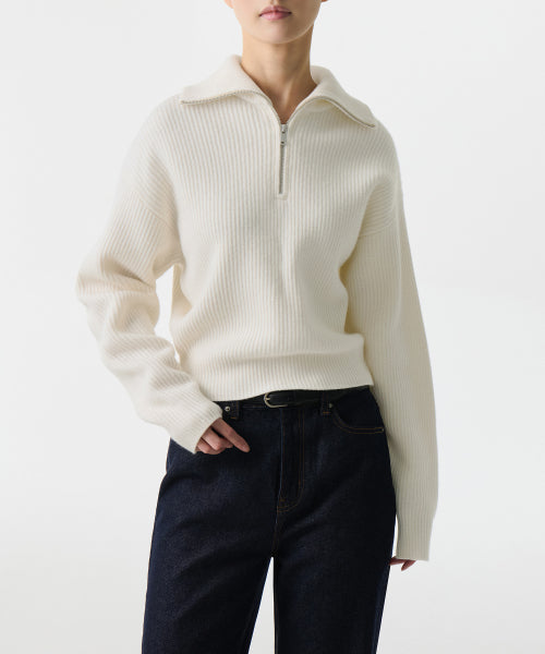 MUSINSA STANDARD WOMAN MUSINSA STANDARD WOMAN Women's Knitwear Half Zip-up [Ivory]