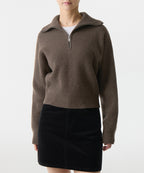 MUSINSA STANDARD WOMAN MUSINSA STANDARD WOMAN Women's Knitwear Half Zip-up [Mocha Brown]
