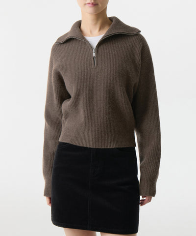 MUSINSA STANDARD WOMAN Women's Knitwear Half Zip-up [Mocha Brown]