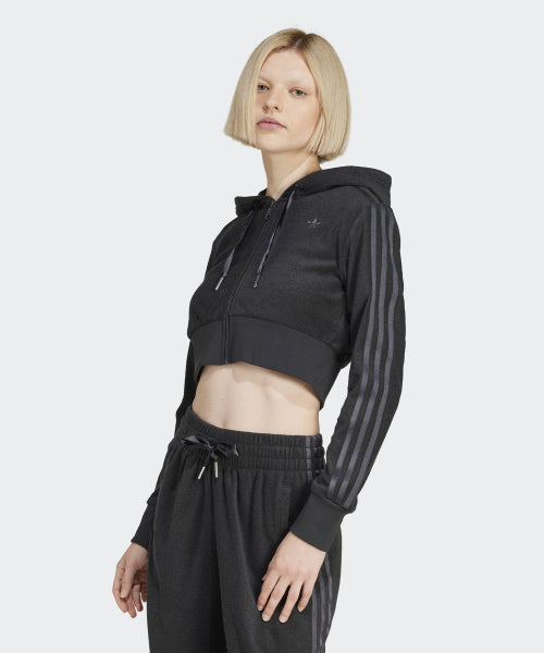 ADIDAS ADIDAS Cropped Full Zip Hoodie - Black