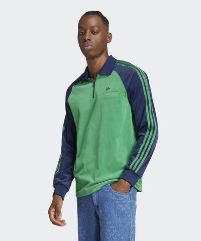 ADIDAS 70s Velor Polo Long Sleeve - Green