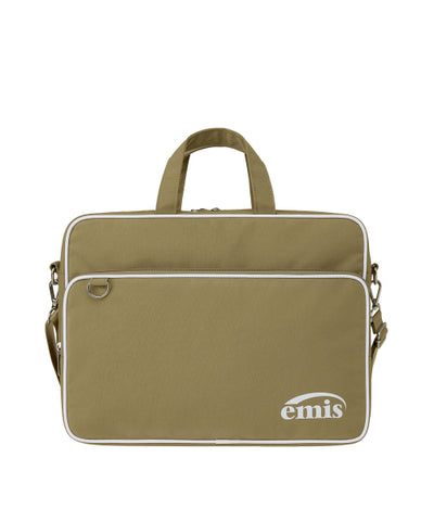 EMIS Nylon Zip-Pocket Messenger Bag - Beige