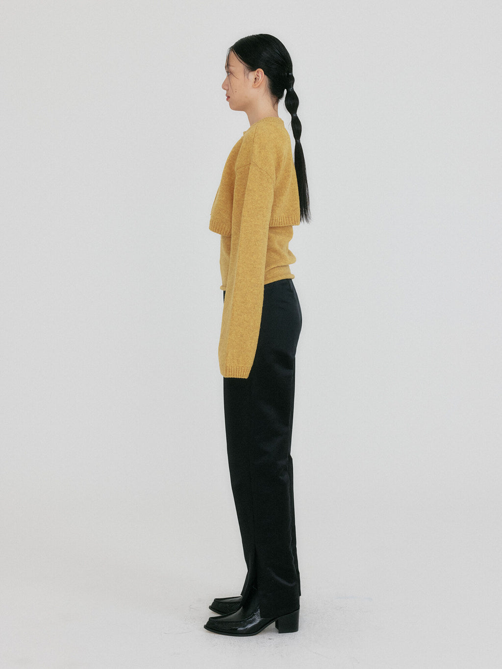 EENK ZONNE Cropped Knit Cardigan - Mustard