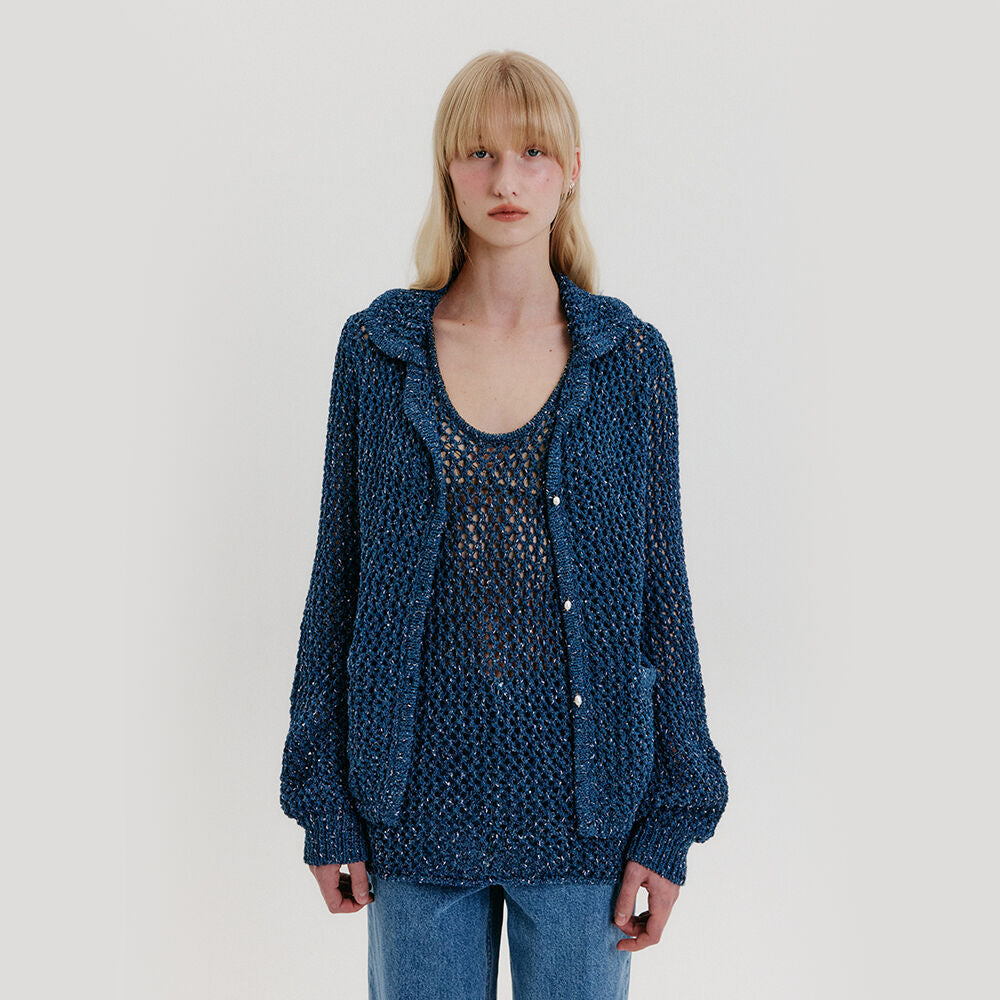 EENK Chunky Knit Cardigan - Blue