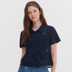 MARIECLAIRE Lace short-sleeved shirt (MAGBSS01MNY)