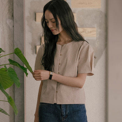 Button blouse_TISU01BL04_Beige