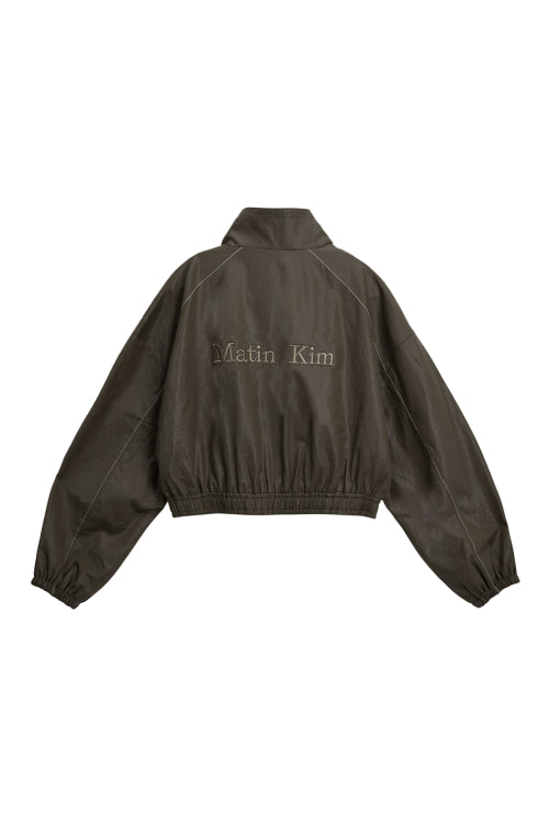 MATIN KIM MATIN KIM Rough Coating Crop Bomber Jacket