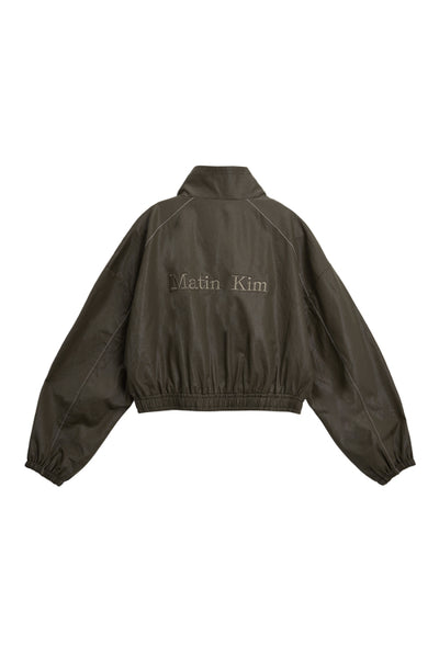 MATIN KIM Rough Coating Crop Bomber Jacket