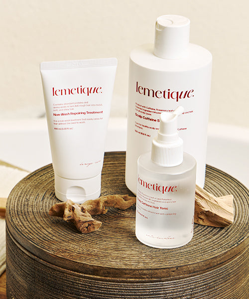 LEMETIQUE Scalp & hair care full set (caffeine hair loss shampoo + caffeine scalp/hair tonic + non-wash treatment)