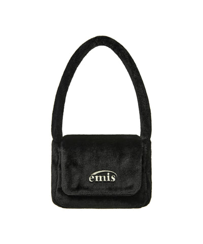 EMIS FUR SQUARE FLAP BAG - BLACK