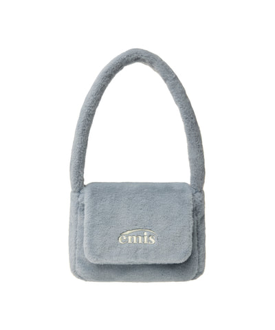 EMIS FUR SQUARE FLAP BAG-SKY BLUE