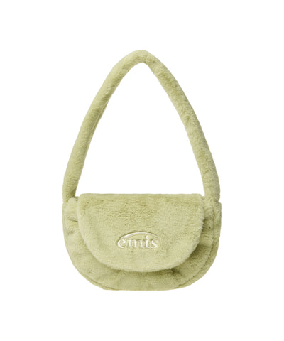 EMIS FUR HALF MOON FLAP BAG-GREEN