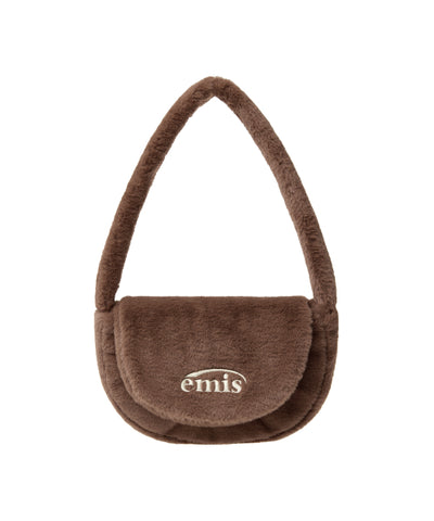 EMIS FUR HALF MOON FLAP BAG-BROWN