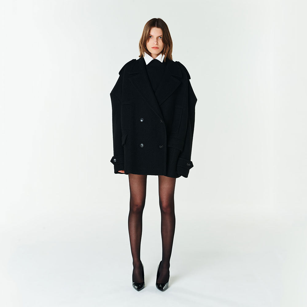 YCH OVERSIZED DOUBLE-BREASTED JACKET BLACK (F23JK108BK)