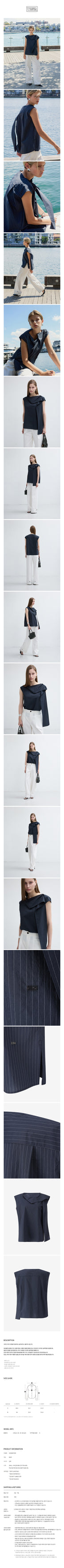 LHAS SIDE-TIED SLEEVELESS BLOUSE_NAVY