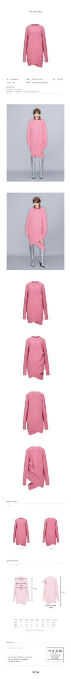 YCH CABLE-KNIT DRESS PINK (W23KT803PK)