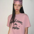 rolarola MAISON DE ROLA EMBROIDERY PIGMENT LOOSE FIT T-SHIRT I/PINK