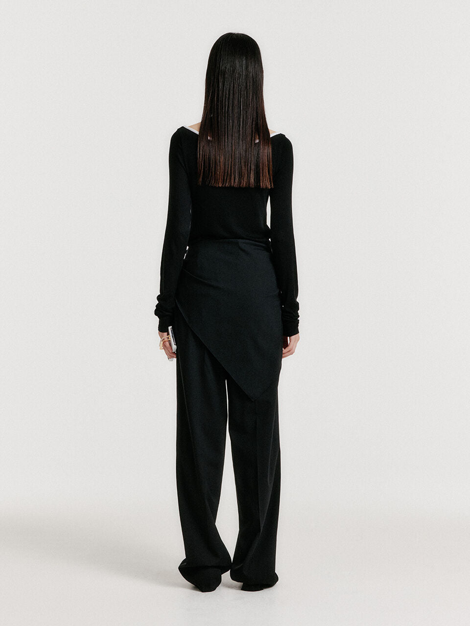 EENK YOU Contrast Long Sleeve Jersey Top - Black