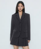 MUSINSA STANDARD WOMAN MUSINSA STANDARD WOMAN Jacket Women's regular fit 3 button blazer [medium gray]